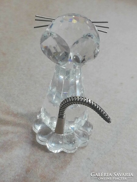 Polished glass miniature cat 5 cm