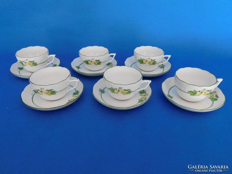 Set of 6 teacups with Herend lemon pattern