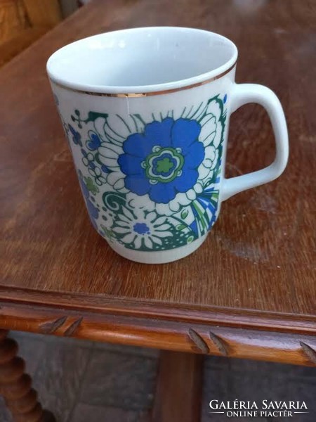 Chinese blue floral mug - with original price tag