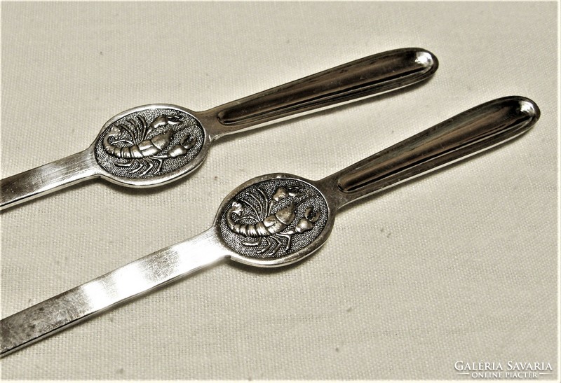 2 old silver-plated lobster forks