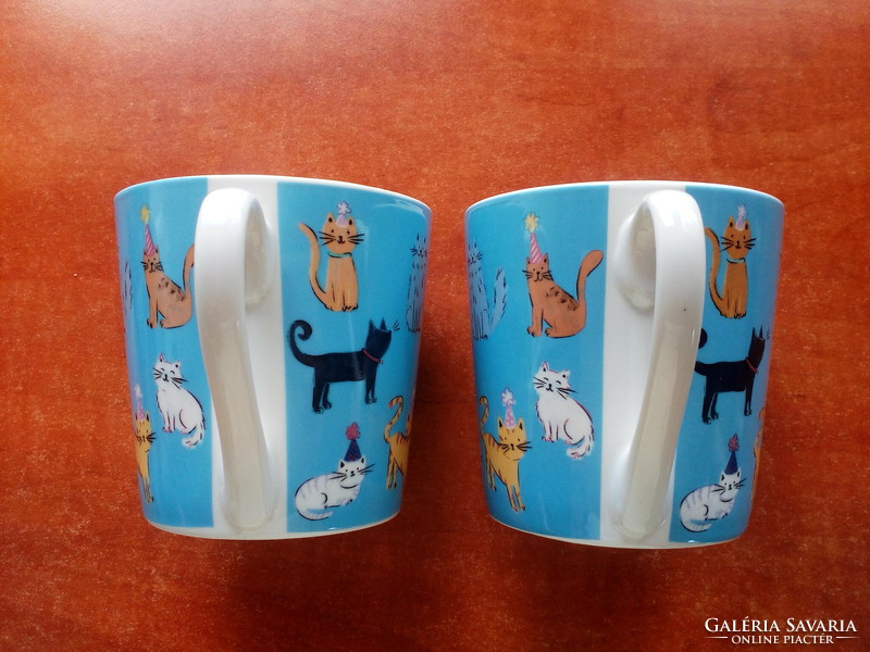 Porcelain kitten / cat tea cup, mug / large size 2 pcs