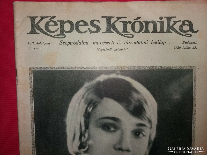 Antik 1926.VI. 25. VIII. évfolyam "KÉPES KRÓNIKA " művészeti hetilap újság magazin képek szerinti