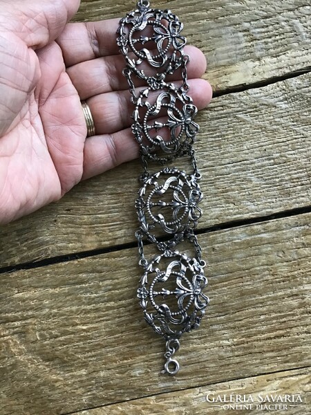 Antique English Art Nouveau silver bracelet