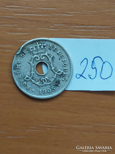 Belgium belgique 5 cemtimes 1905 copper-nickel, ii. King Leopold 250