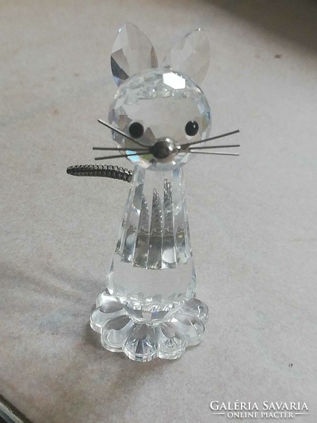 Csiszolt üveg miniatűr cica 5 cm
