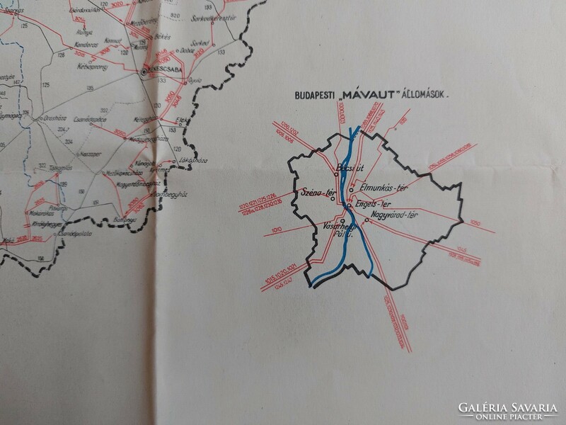 Trianoni Magyarország és 1950-es évek-beli Magyarország autóbusz térképek 2 db