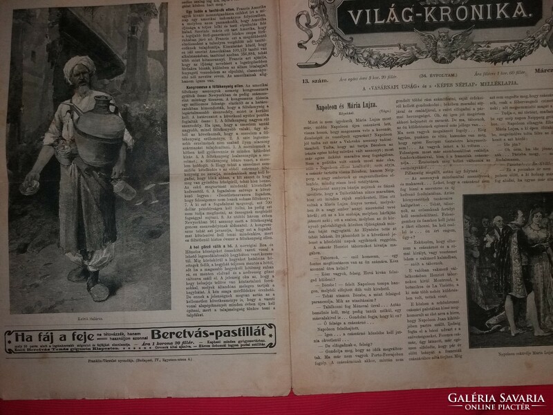 Antik 1910 .március 13. szám VILÁG KRÓNIKA újság magazin szép állapot képek szerint