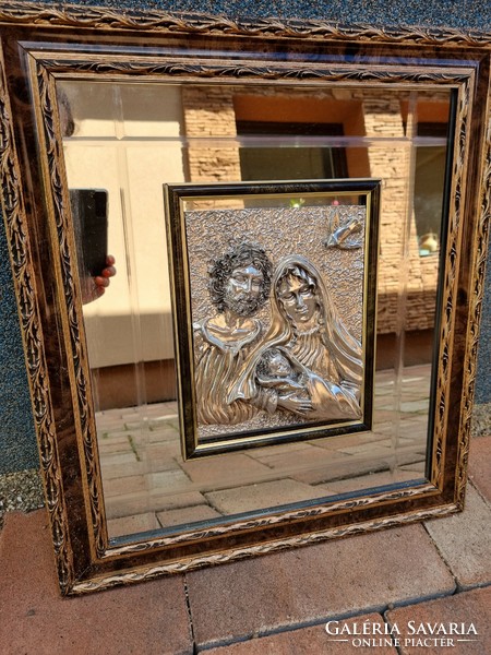 Silver-plated? Saint image with mirror