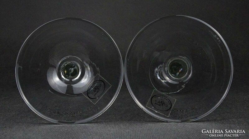 Pair of lip crystal candle holders marked 1N593 19 cm