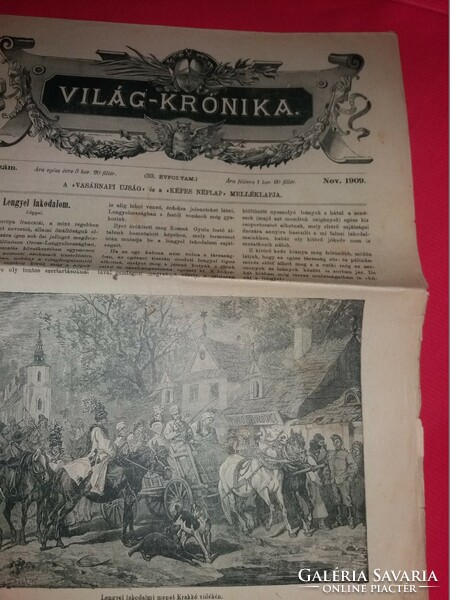 Antik 1909 .november 46. szám VILÁG KRÓNIKA újság magazin szép állapot képek szerint