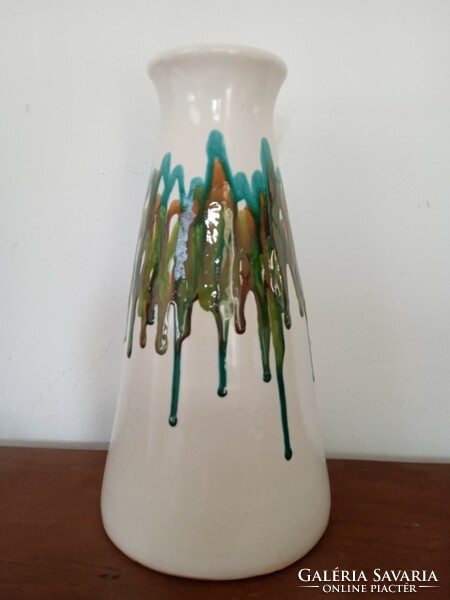Special, glazed, Hungarian ceramic vase, retro, vintage, mid-century