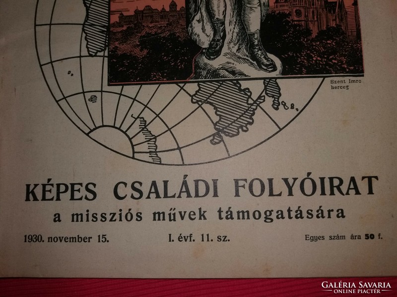 Antik 1930.11. 1. évfolyam 11. szám " VILÁGPOSTA " képes családi folyóirat újság gyönyörű állapotban