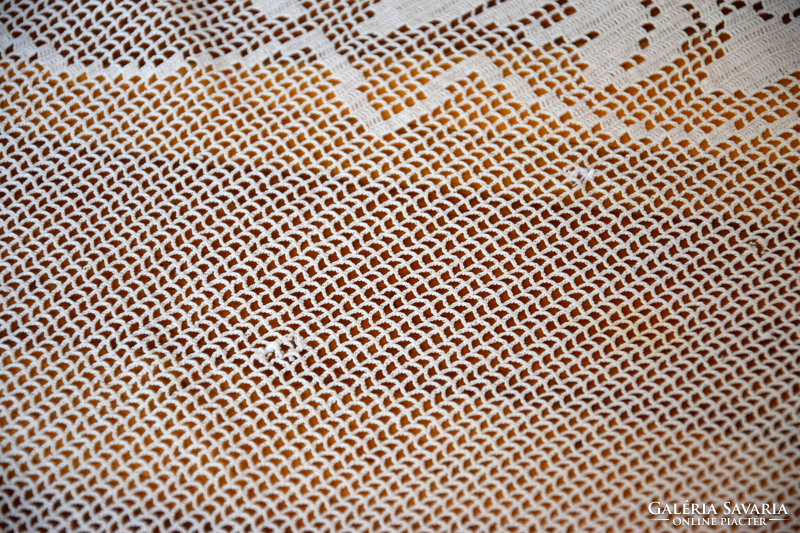 Antik kézi horgolt necc filé csipke terítő asztalterítő asztalközép 74 x 70