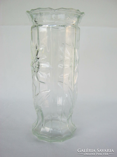 Pressed glass vase with flower pattern