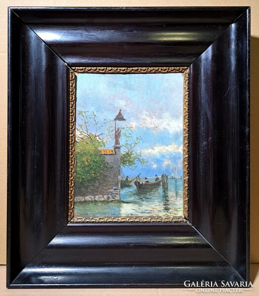 István Bácskai: Venice, 1910 (oil painting with frame) István Bácskay madonna in laguna