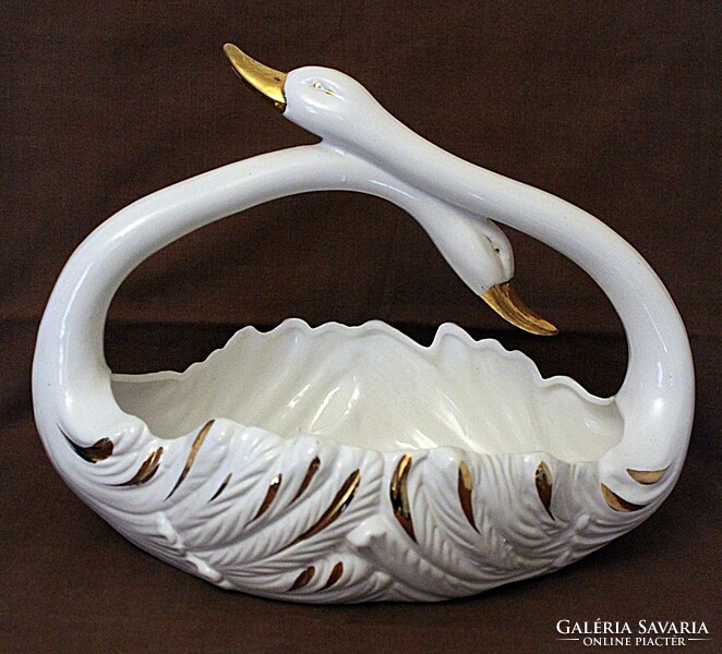 A huge capodimonte Italian swan centerpiece