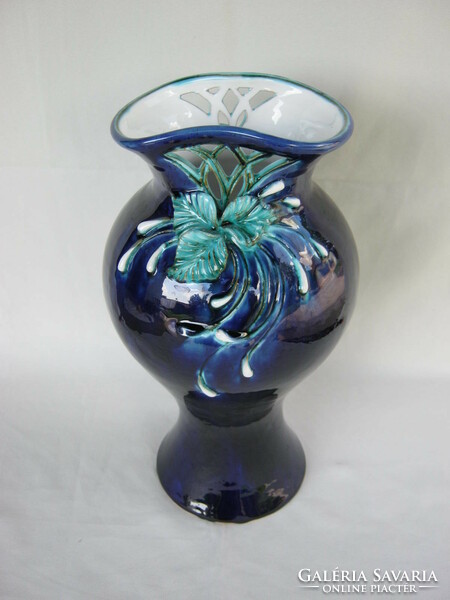 Morvay Zsuzsa kék kerámia nagy méretű váza