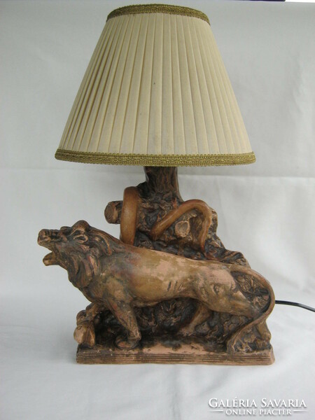 The lion and the snake Hungarian industrial artist ceramic lamp