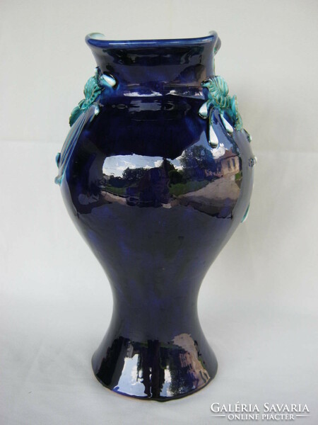Morvay Zsuzsa kék kerámia nagy méretű váza