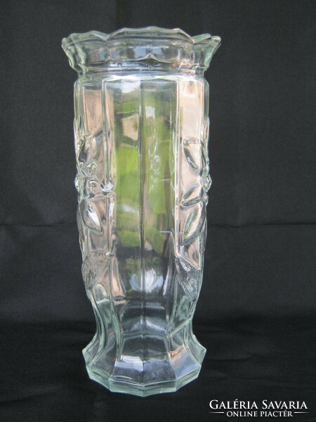Pressed glass vase with flower pattern