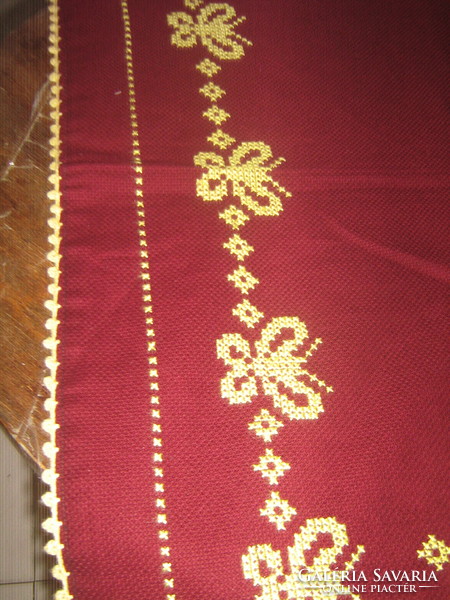 Wall protector with beautiful cross-stitch embroidery and crocheted edges