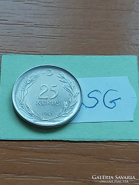 Turkey 25 kurus 1961 stainless steel sg