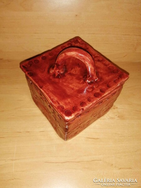 Glazed ceramic square container with lid (19/d)