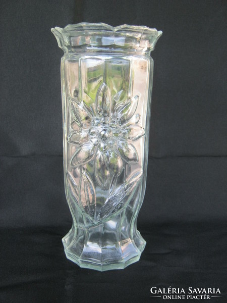 Pressed glass vase with flower pattern