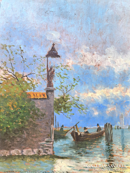 Bácskai István: Velence, 1910 (olajfestmény kerettel) Bácskay István Madonna in Laguna