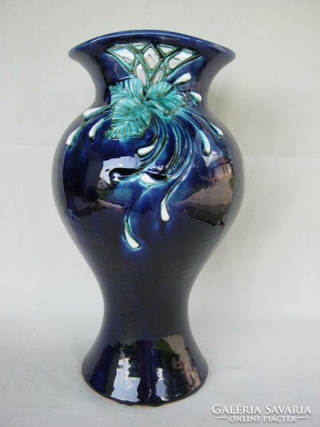 Zsuzsa Morvay blue ceramic large vase