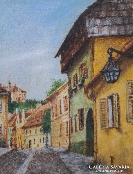 Magda H. Molnár: Segesvári street, with pastel frame