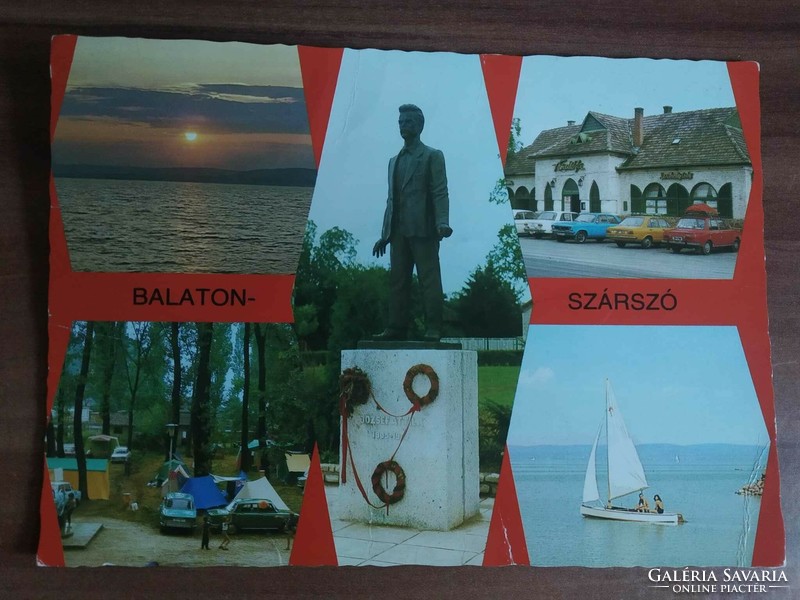 Old postcard, balatonszársó, postmark