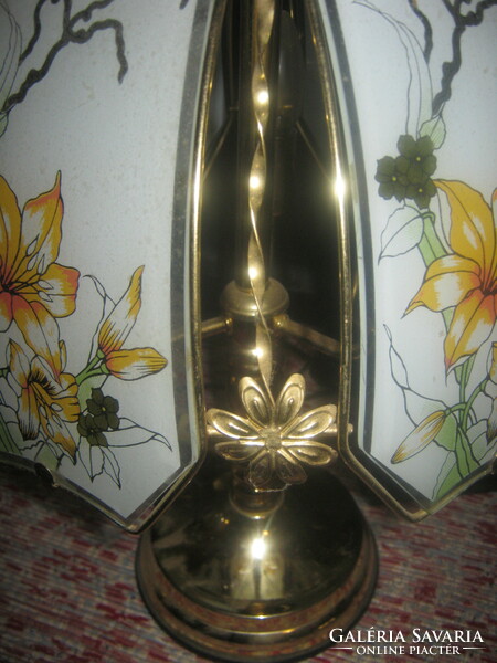 Vintage table bedside lamp painted glass flat