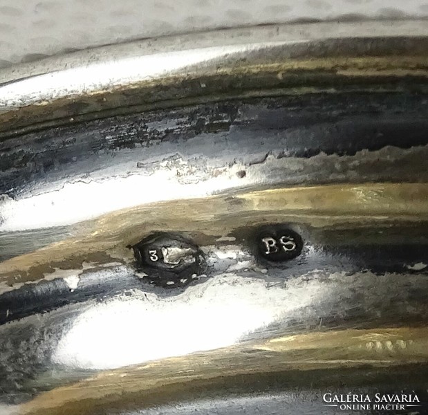 1N612 Régi kisméretű ezüst talpas kristály asztali kínáló