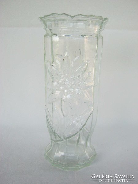 Pressed glass vase with flower pattern