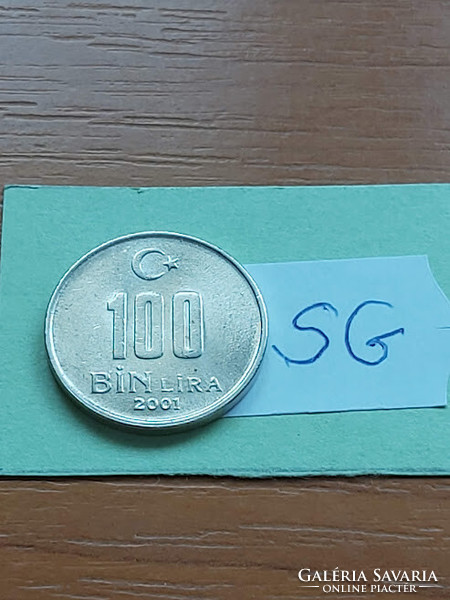Turkey 100 bin (100,000) Lira 2001 copper-zinc-nickel sg