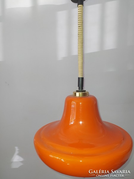 Ceiling orange retro period lamp with frosted glass