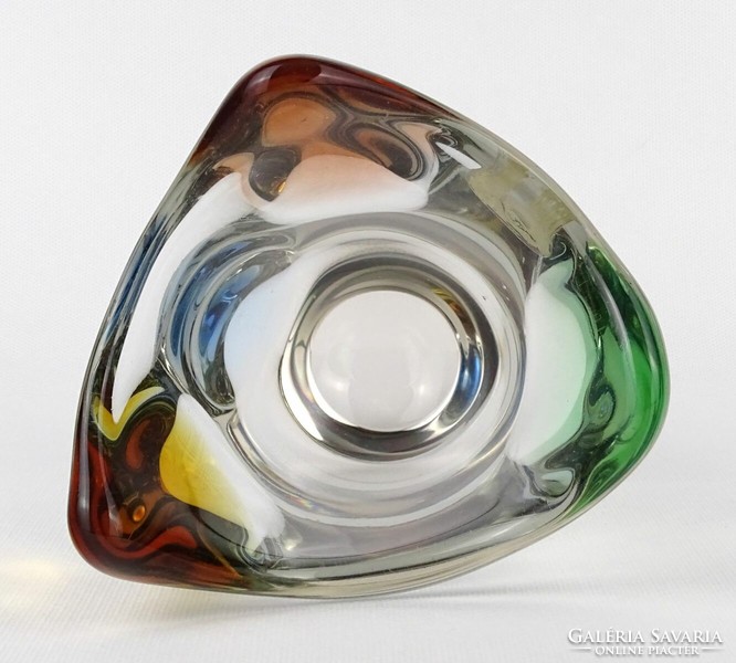 1N973 Jelzett Rhapsody mid century művészi üveg váza 16 cm