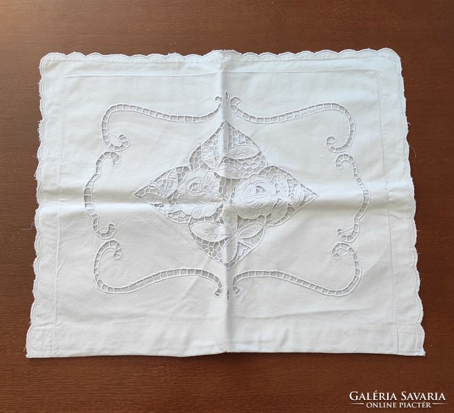 Old, embroidered (madeira), white pillowcase for sale