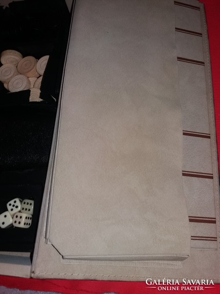 Retro SAKK-MALOM-DÁMA kocka játék bőrtartóban nagy méretben a képek szerint