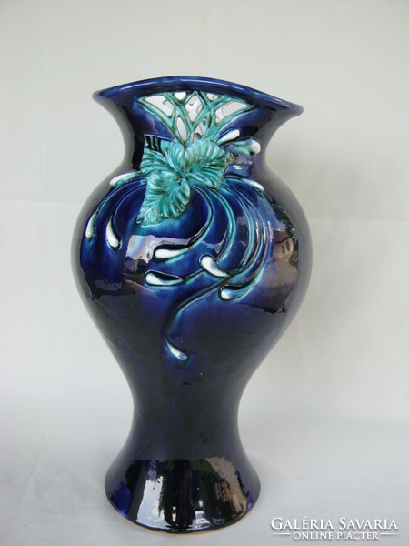 Zsuzsa Morvay blue ceramic large vase