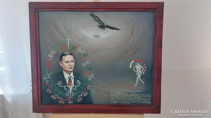 (K) László Móra painting of Andras Balczo with a 70x60 cm frame