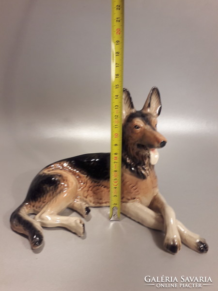Porcelán német juhász kutya figura szobor nagy méretű