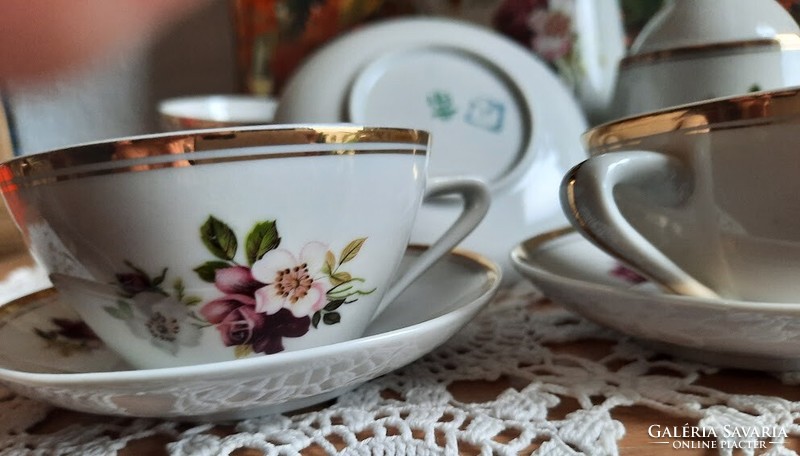 Hollóháza porcelán 6 személyes kávéskészlet, újnak mondható
