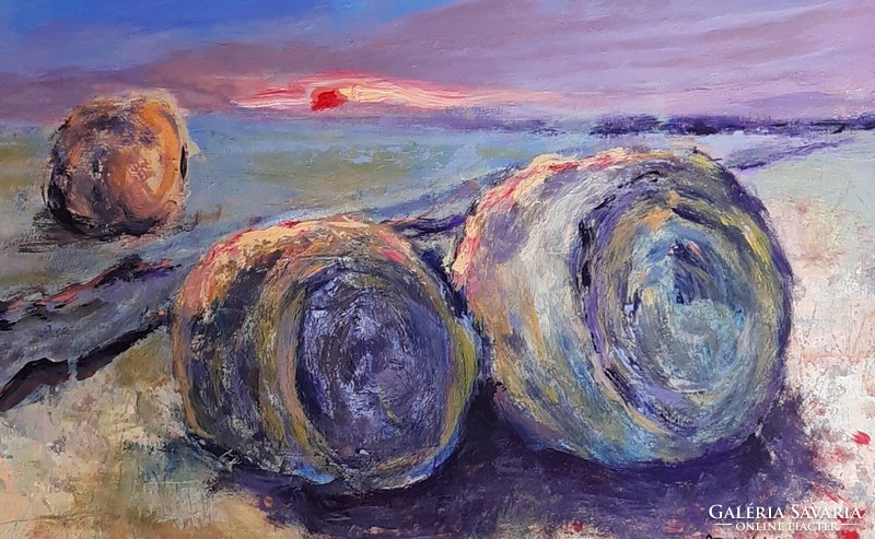 Straw bales, contemporary acrylic painting, 50x40, painter: kristina sévényházi