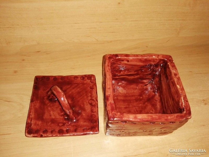 Glazed ceramic square container with lid (19/d)