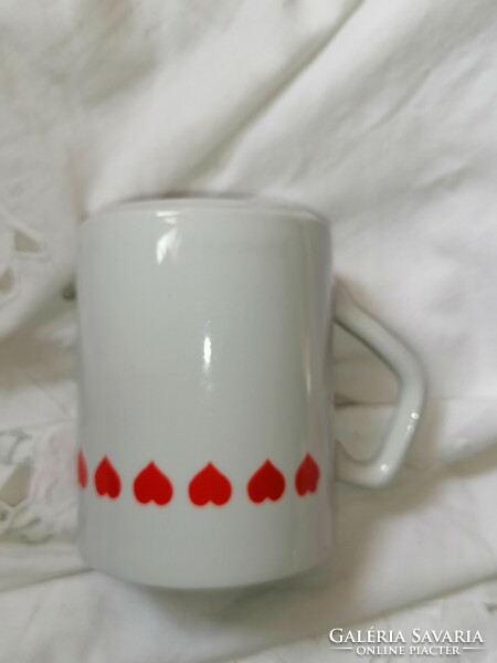 Retro Zsolnay heart pattern cocoa cup, mug