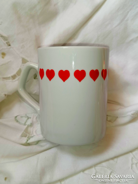 Retro Zsolnay heart pattern cocoa cup, mug