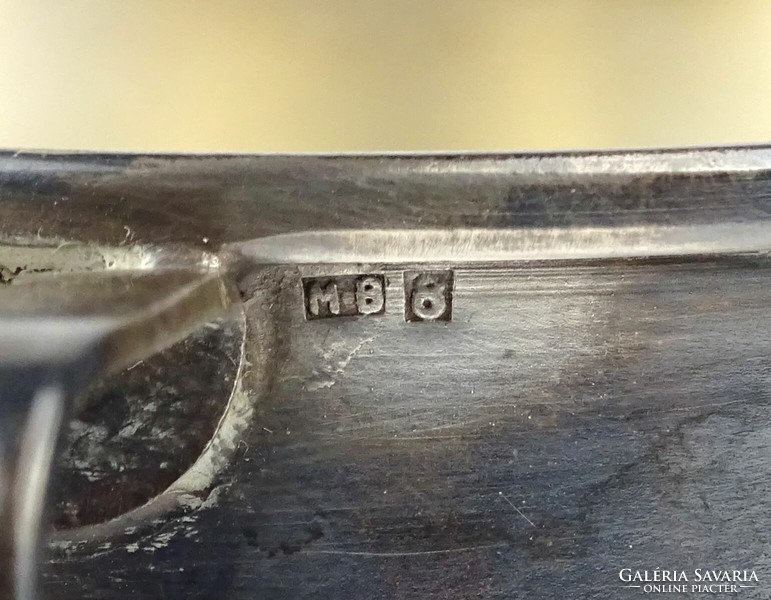 1N628 Antik ezüstözött üvegbetétes teafőző vagy kávéfőző készlet