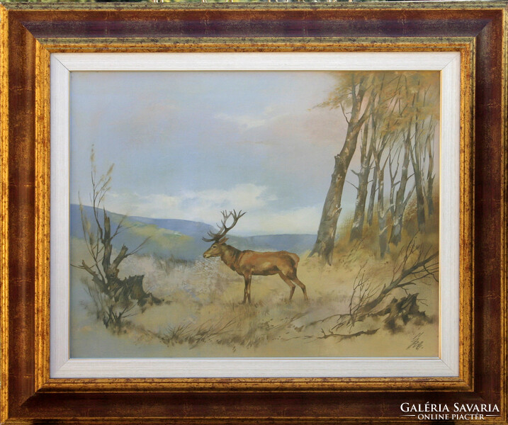 Emil Szekeres: On the edge of the forest - with frame 54x64 cm - artwork: 40x50 cm - 169/591
